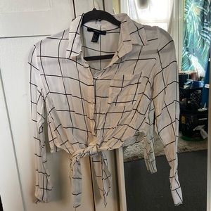 Forever21 Tie Front Button Down Crop Top